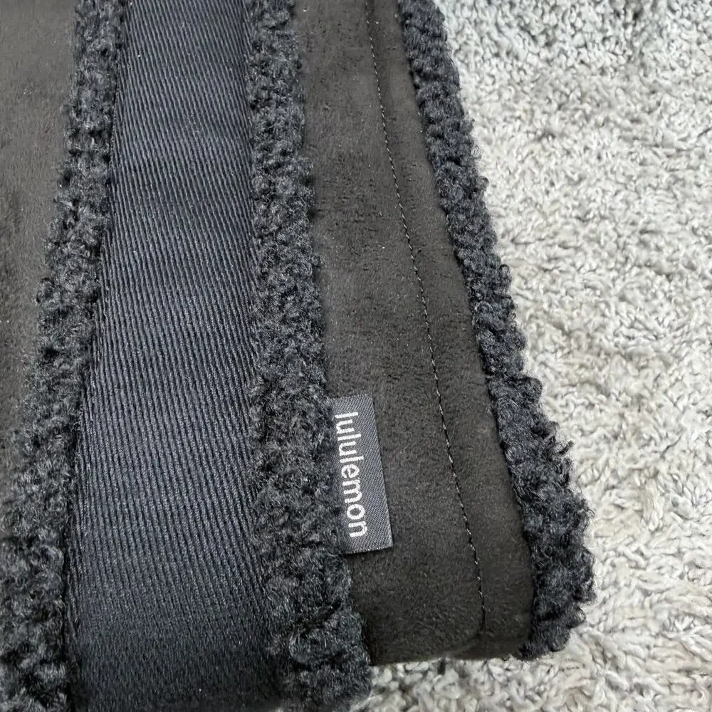 lululemon Boxy Mini Tote Bag 4.5L Black Faux Shearling Trim Handbag Purse New